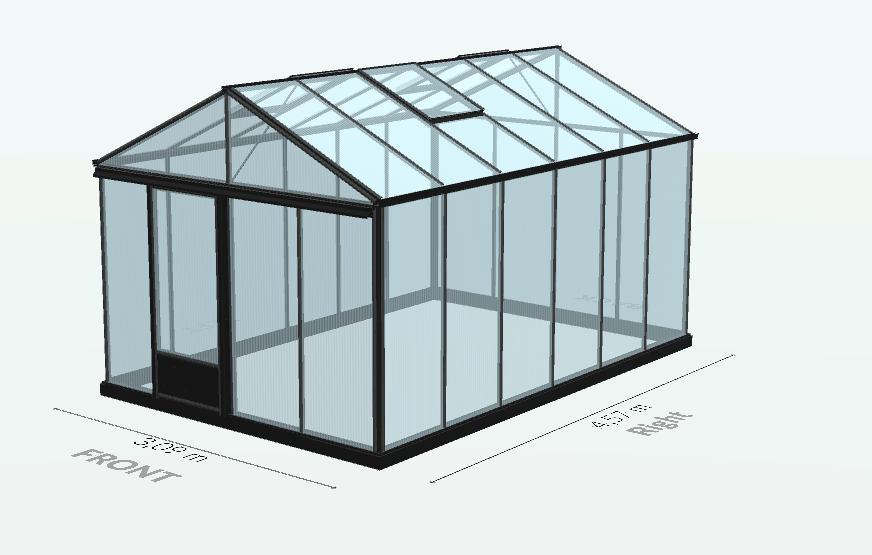 Serre en polycarbonate 8mm alvéolés - Euro Maxi - Laquée - 15m² - Noir fonce - L'atelier des serres - Image 9
