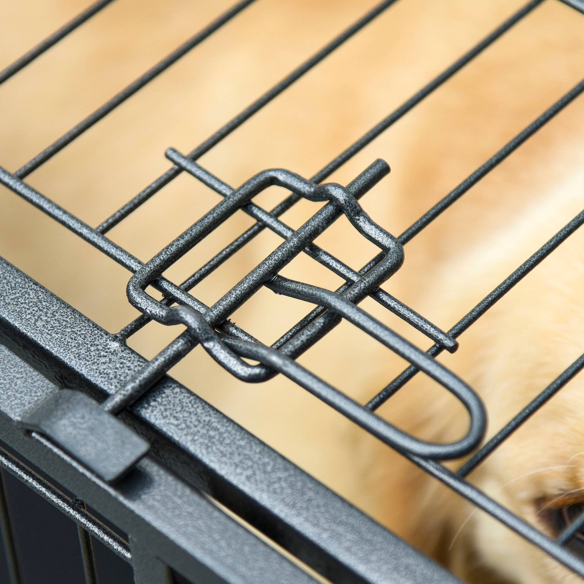 Pawhut - Cage pour chien pliable cage de transport sur roulettes 2 portes verrouillables plateau amovible dim. 125L x 76l x 81H cm métal gris noir - Image 8