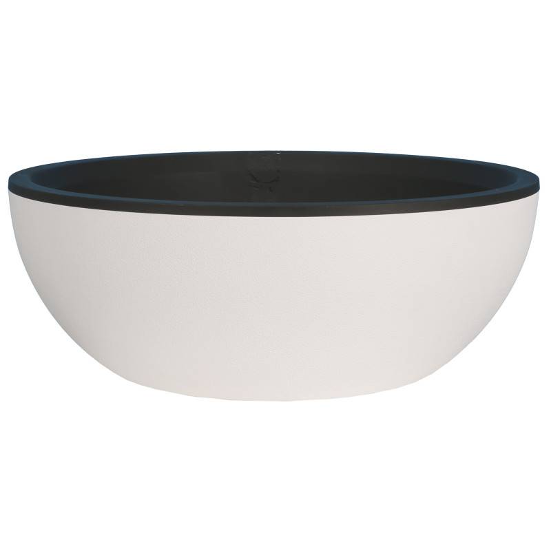 Riviera - Bac Pot de fleurs Double Parois effet Granit - Coupe D 50cm 23L - Blanc - Fabrication Française - Image 1