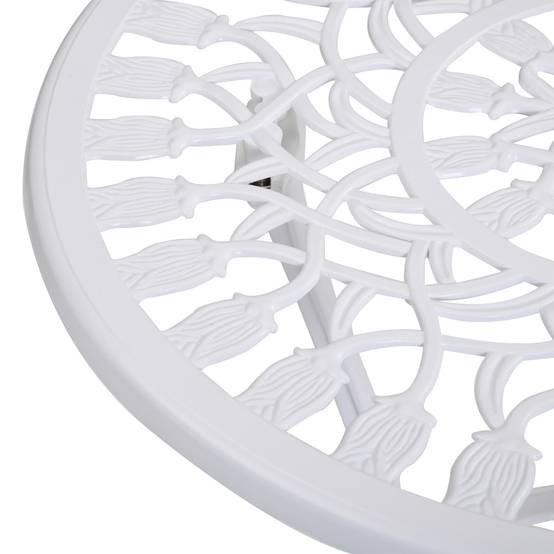 ComfortXL - Salon de jardin bistrot Aluminium Terrasse Motif tulipe Trou parasol 60cm Blanc - ComfortXL Outdoor Living - Image 10