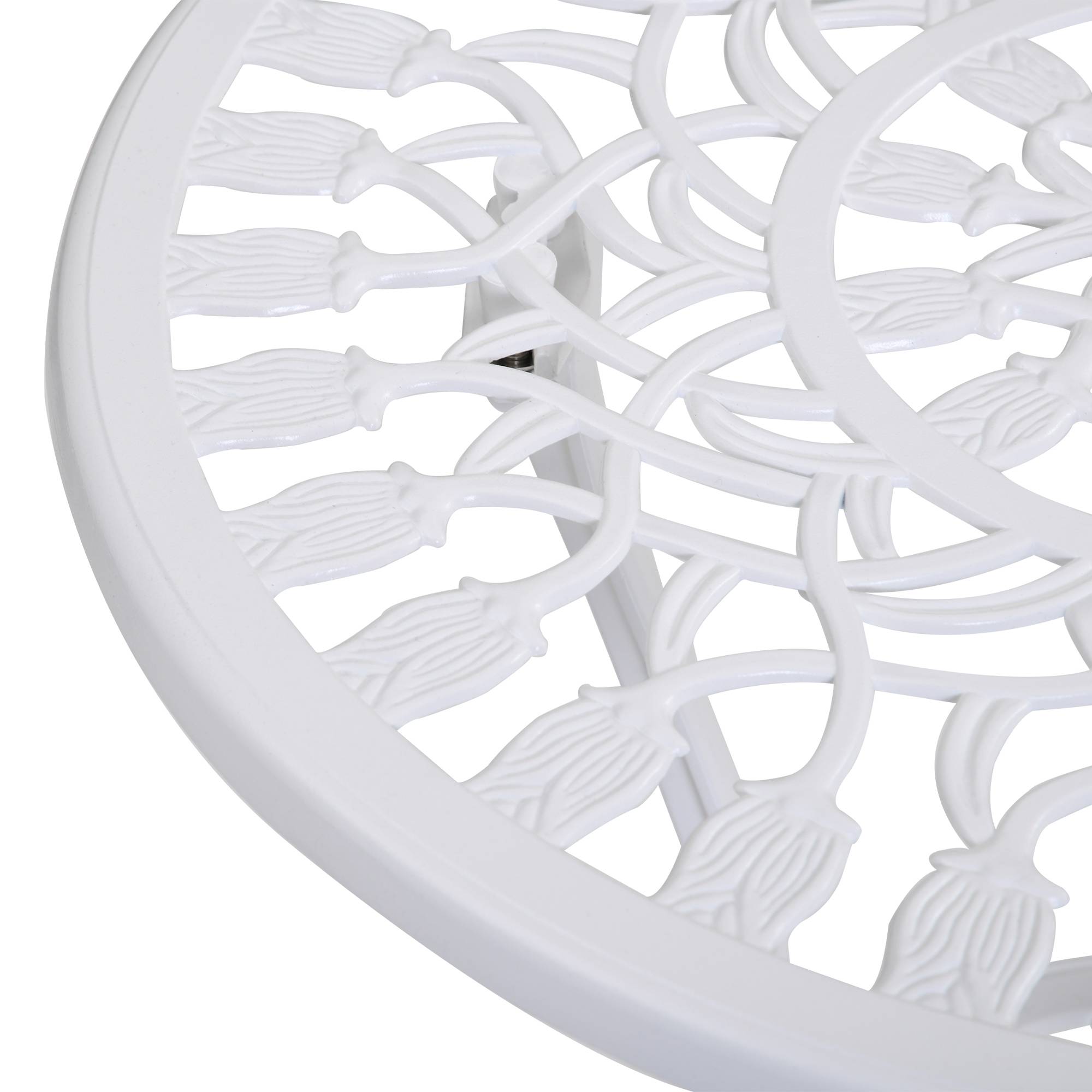 ComfortXL - Salon de jardin bistrot Aluminium Terrasse Motif tulipe Trou parasol 60cm Blanc - ComfortXL Outdoor Living - Image 10