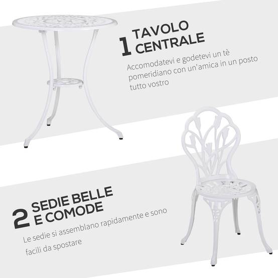 ComfortXL - Salon de jardin bistrot Aluminium Terrasse Motif tulipe Trou parasol 60cm Blanc - ComfortXL Outdoor Living - Image 6
