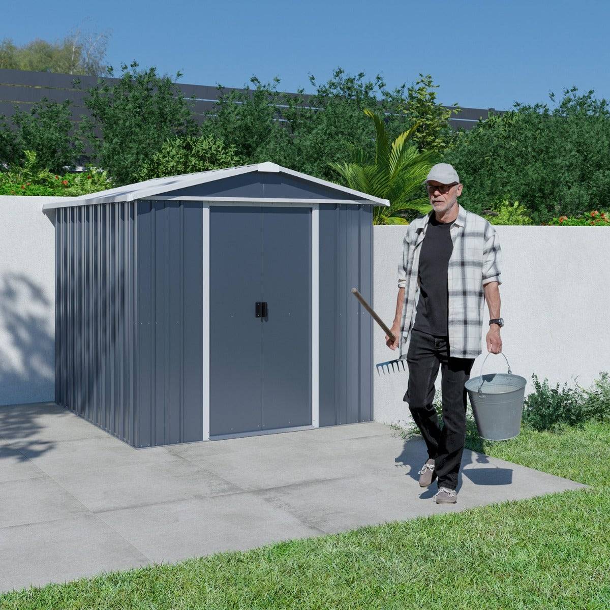 Yardmaster - Abri de jardin métal gris 3,85 m2 Yardmaster + kit d'ancrage - Image 4