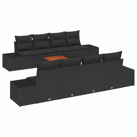ComfortXL - Salon de jardin 8 places 9 pcs en polyrotin avec table basse pour patio Noir – ComfortXL Outdoor Living - Image 2