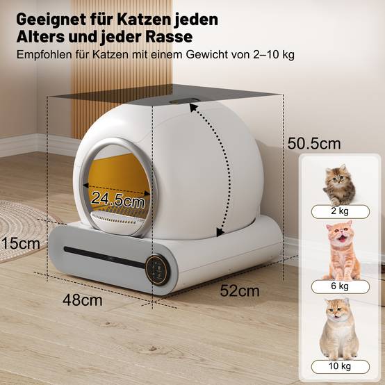 Maison de toilette chat automatique autonettoyante 48 x 52 x 50.5 cm ABS et PC blanc - PANGIVO - Image 5