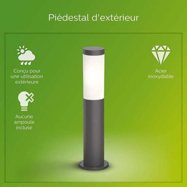 Philips - Borne extérieure PHILIPS Utrecht - Métal - LED - 1x20W - Gris - Contemporain - Design - Image 3