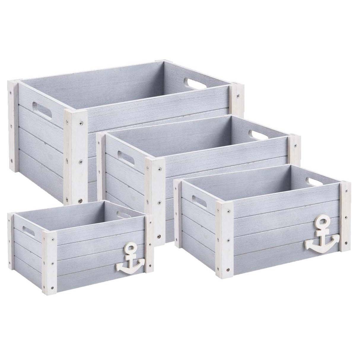 Aubry Gaspard - Caisse de rangement en bois Marina (Lot de 4) - Image 1