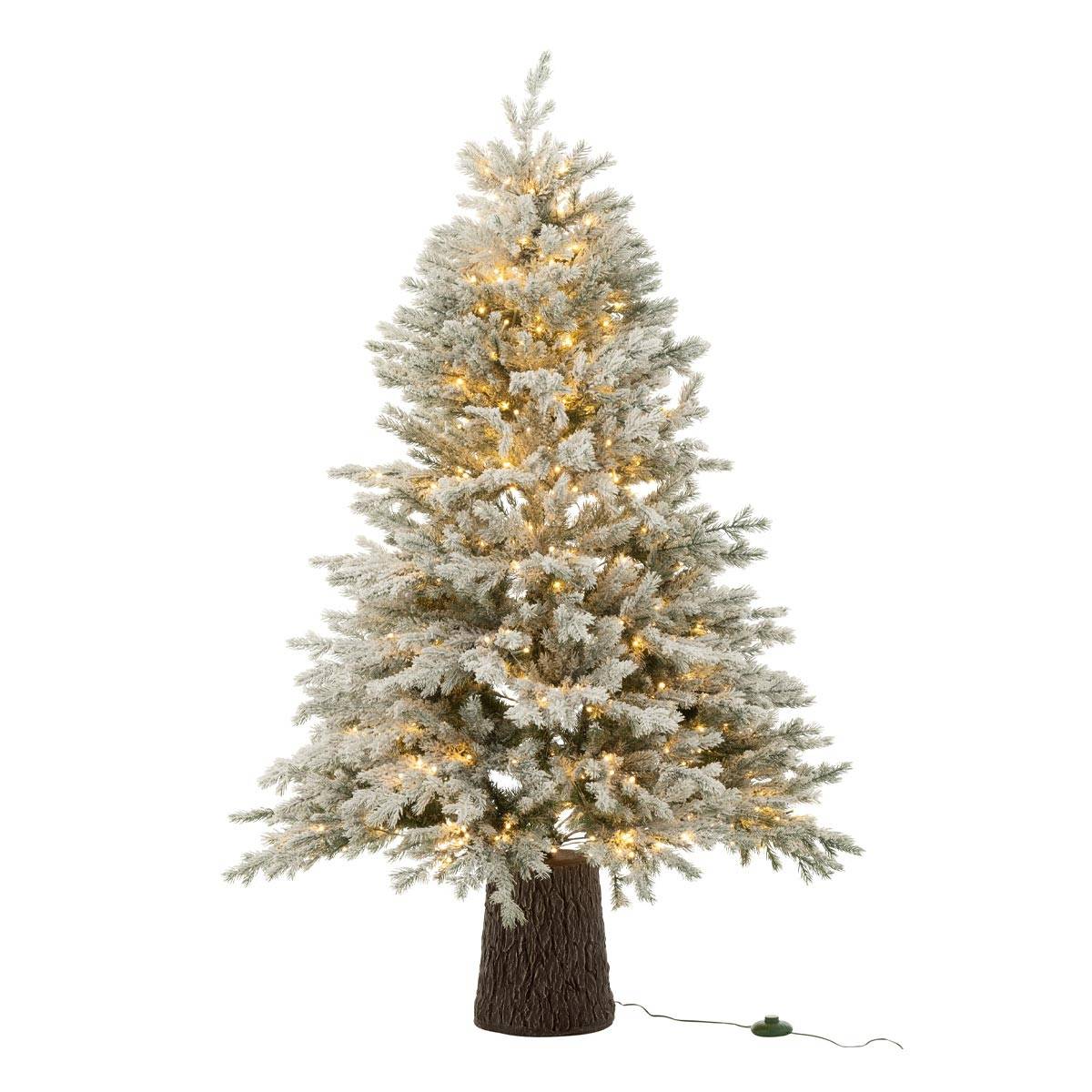 J-Line - Sapin de Noël Enneigé 600 LED "Tronc" 150cm Vert