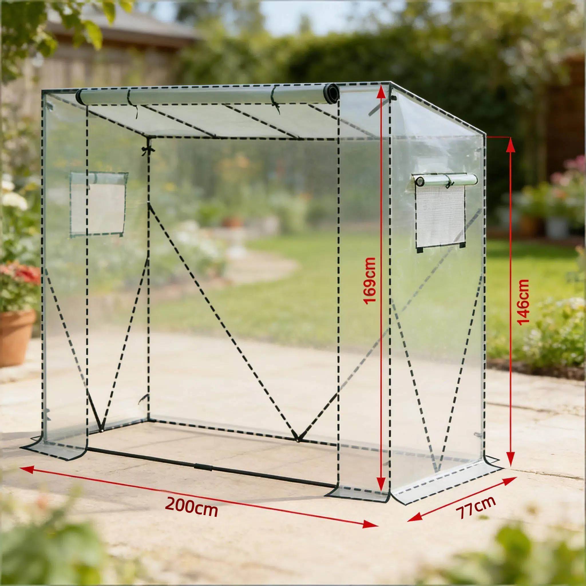 Serre de jardin tomates PE et Acier protection plantes hivernage 200x77x169cm Blanc - ComfortXL Outdoor Living - Image 8