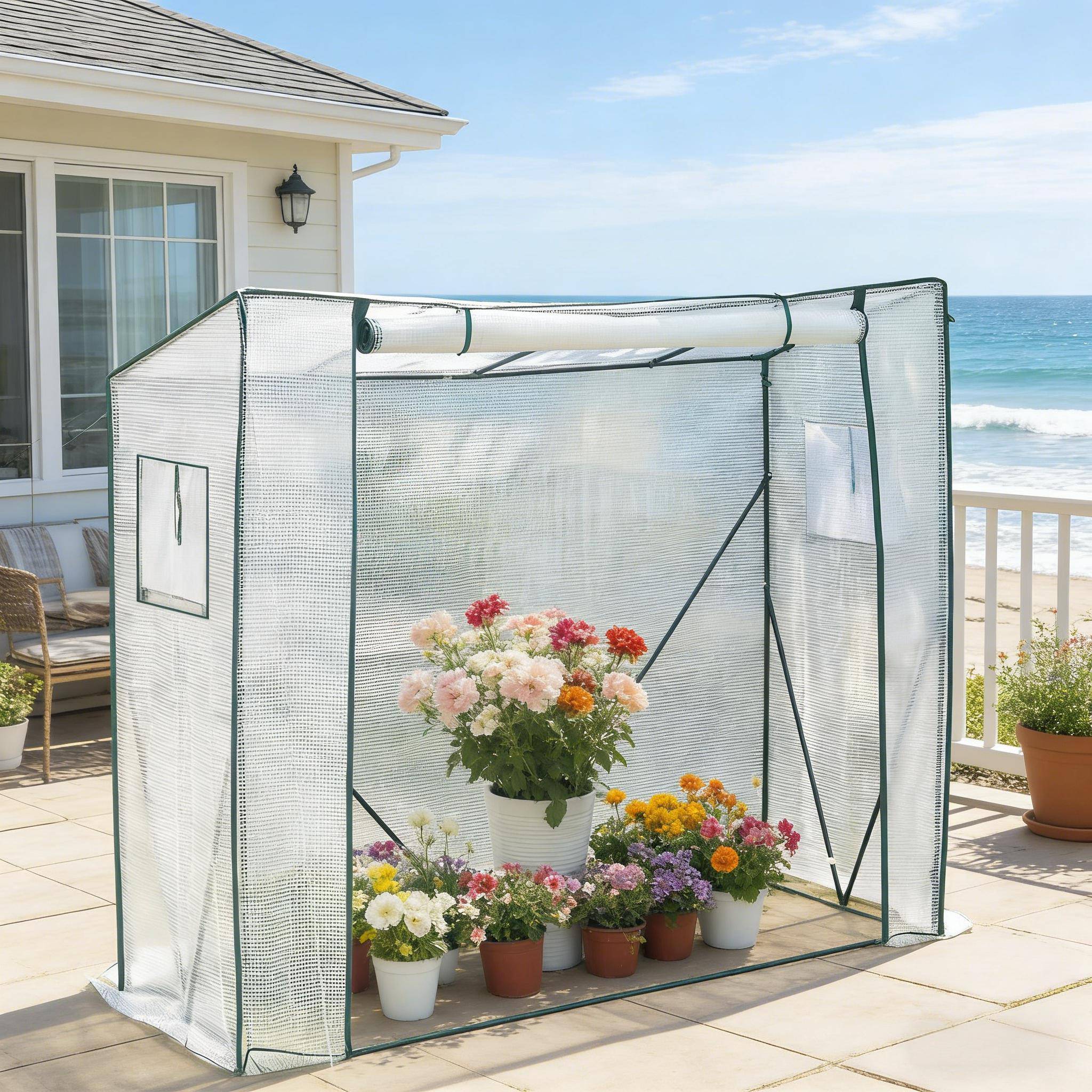 Serre de jardin tomates PE et Acier protection plantes hivernage 200x77x169cm Blanc - ComfortXL Outdoor Living - Image 3