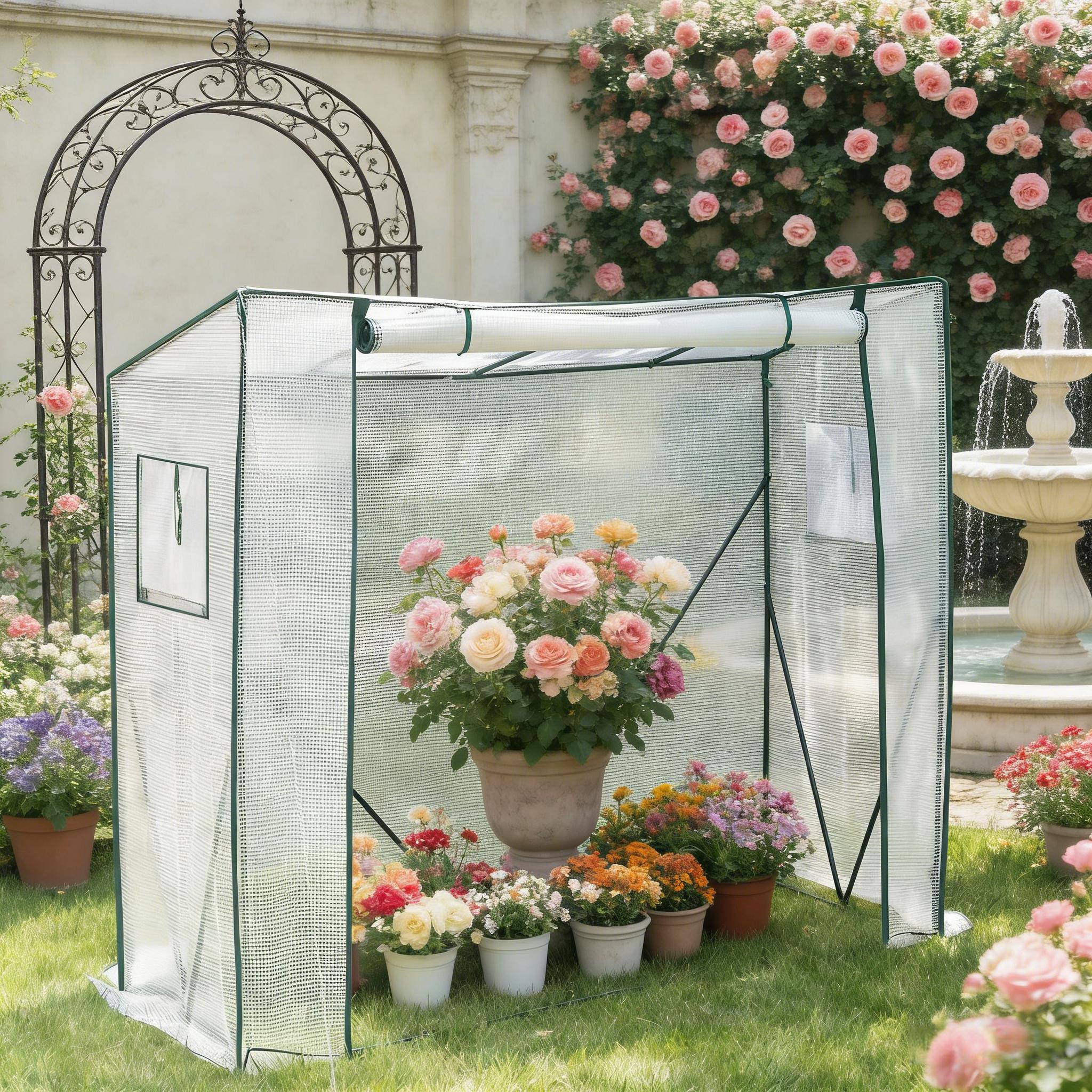 Serre de jardin tomates PE et Acier protection plantes hivernage 200x77x169cm Blanc - ComfortXL Outdoor Living - Image 2