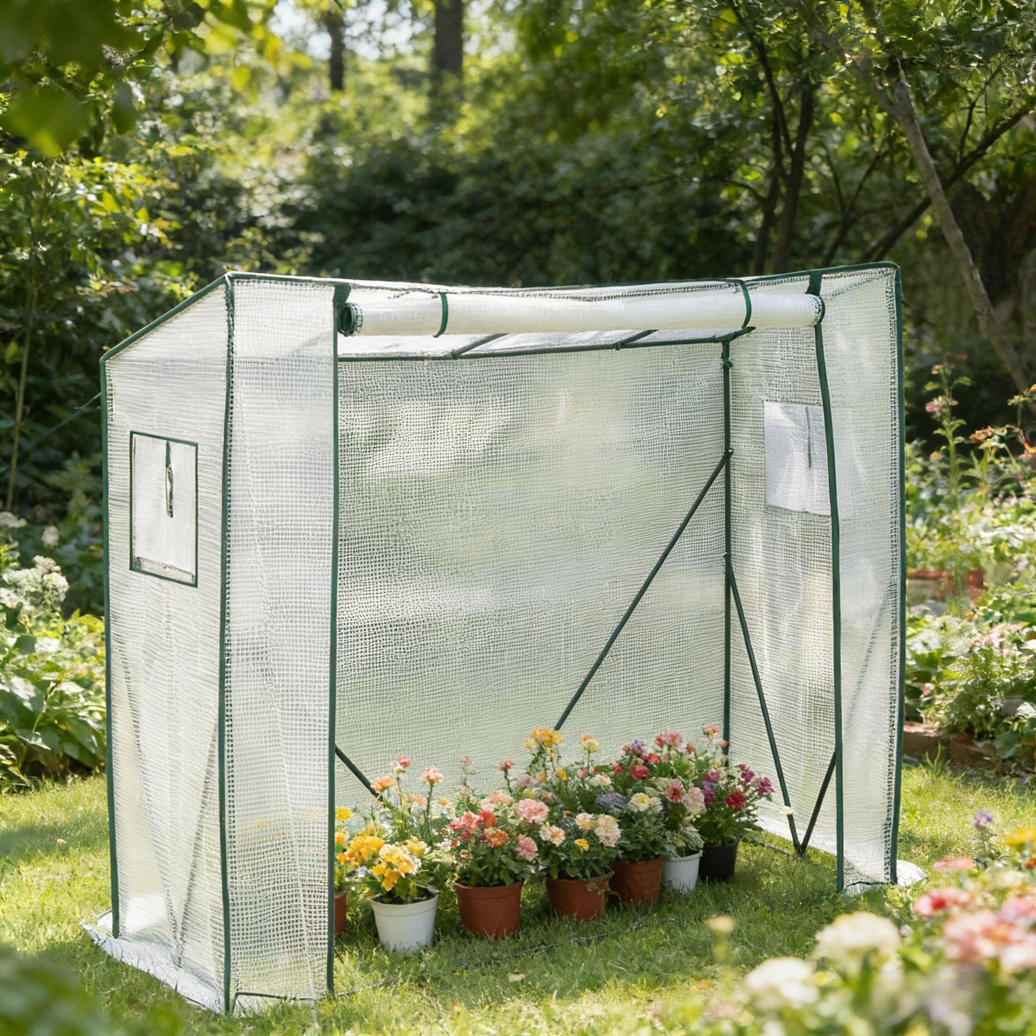Serre de jardin tomates PE et Acier protection plantes hivernage 200x77x169cm Blanc - ComfortXL Outdoor Living - Image 7