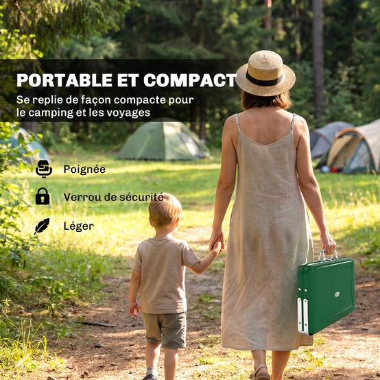 Barbecue portable inox pour camping jardin cuisson nomade pliable vert 40 cm - ComfortXL Outdoor Living - Image 6