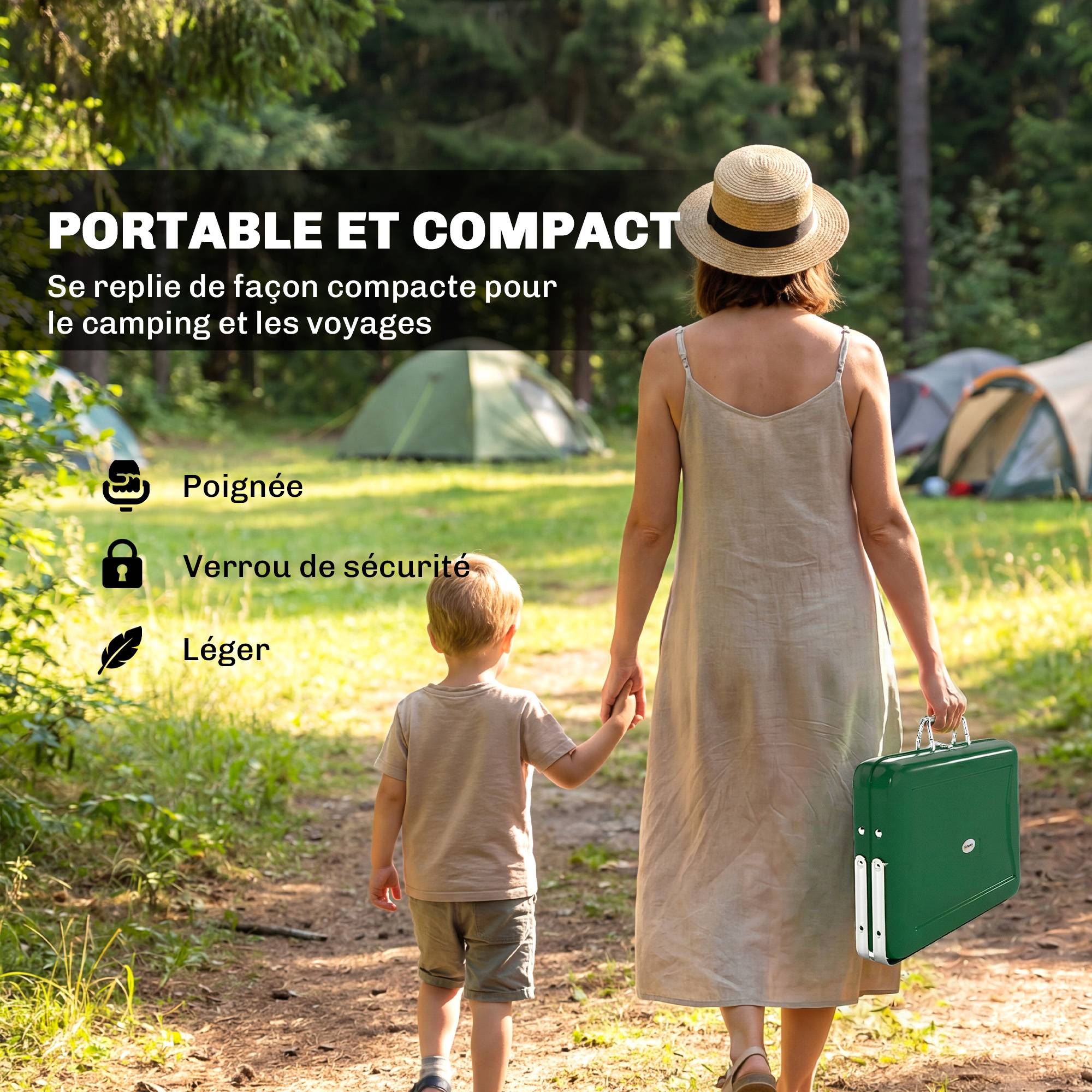 Barbecue portable inox pour camping jardin cuisson nomade pliable vert 40 cm - ComfortXL Outdoor Living - Image 6