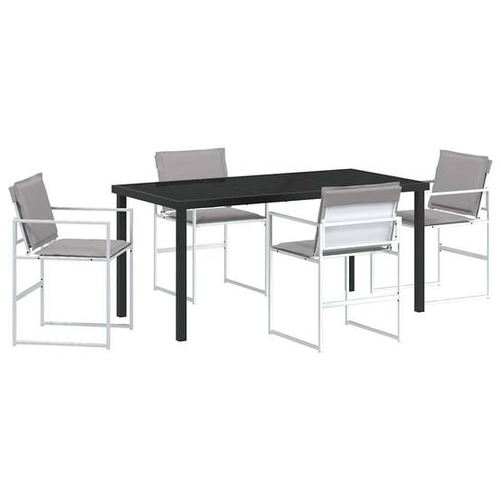 Ensemble de salle à manger de jardin acier et textilène blanc 160 x 80 x 73 cm, Poids:49.2kg - PANGIVO - Image 2