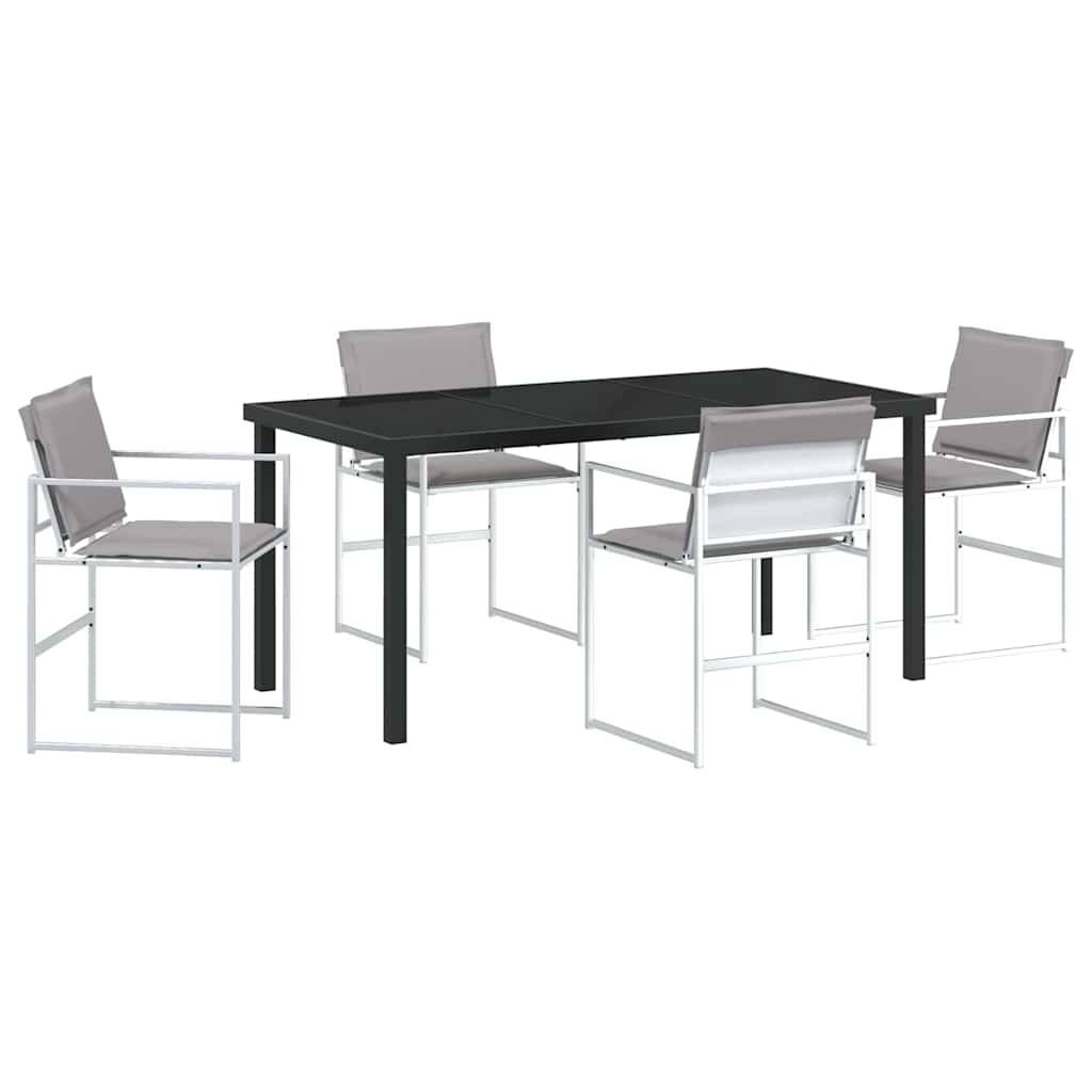 Ensemble de salle à manger de jardin acier et textilène blanc 160 x 80 x 73 cm, Poids:49.2kg - PANGIVO - Image 2