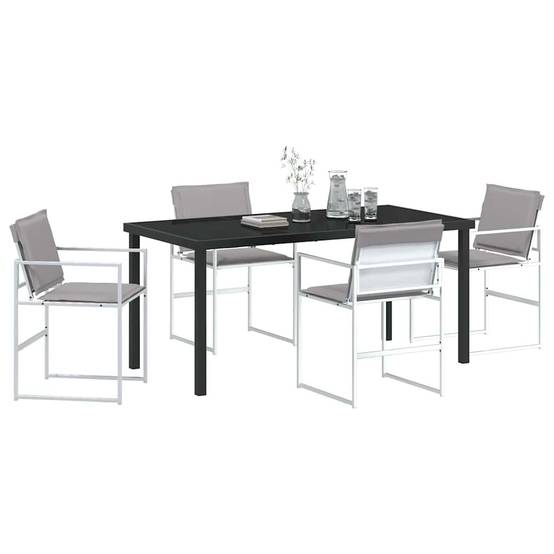 Ensemble de salle à manger de jardin acier et textilène blanc 160 x 80 x 73 cm, Poids:49.2kg - PANGIVO - Image 3