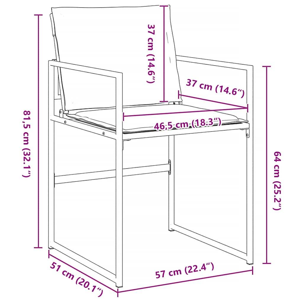 Ensemble de salle à manger de jardin acier et textilène blanc 160 x 80 x 73 cm, Poids:49.2kg - PANGIVO - Image 8