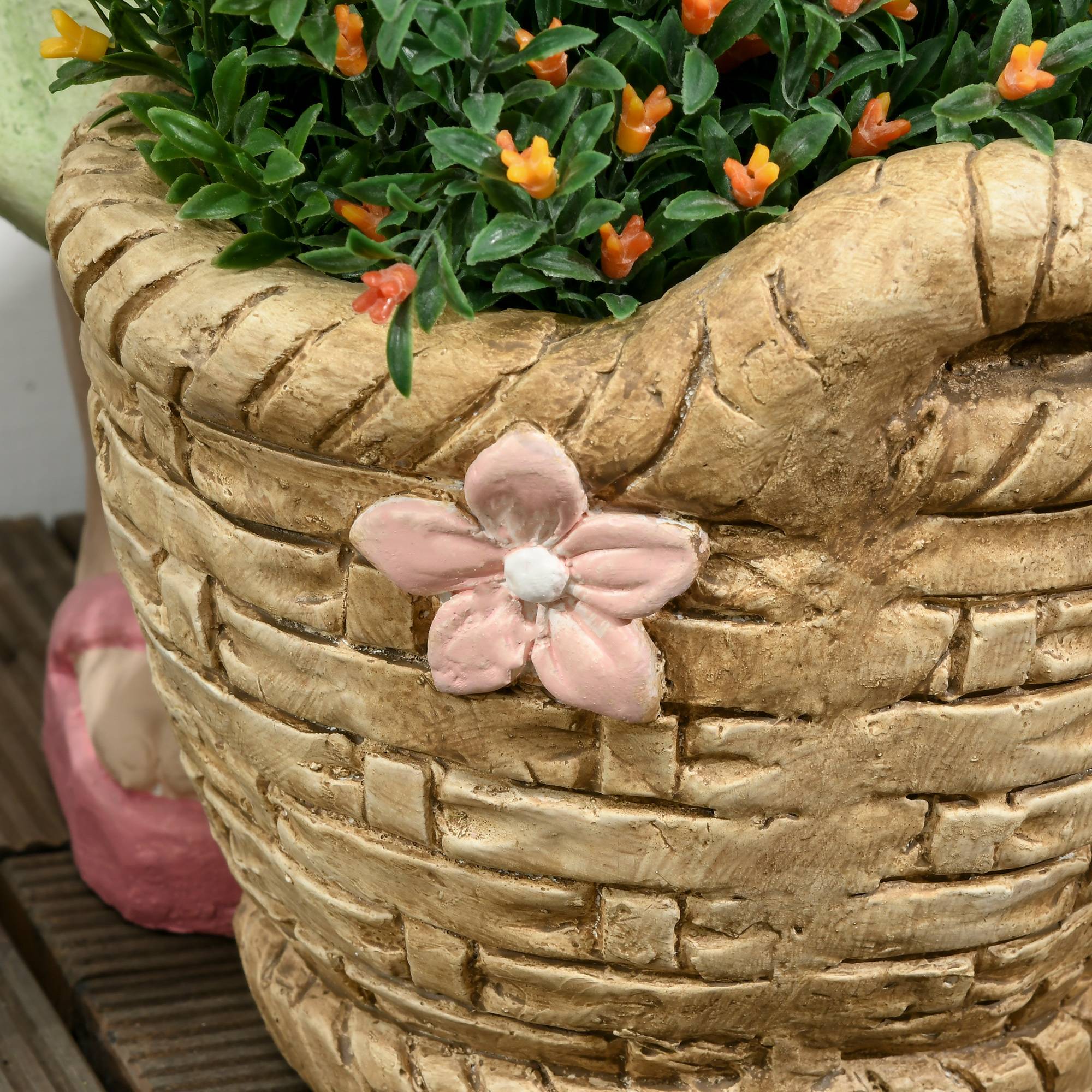 Statue de jardin fille oxyde de magnésium extérieur terrasse avec pot de fleurs intégré 40cm multicolore - Image 7