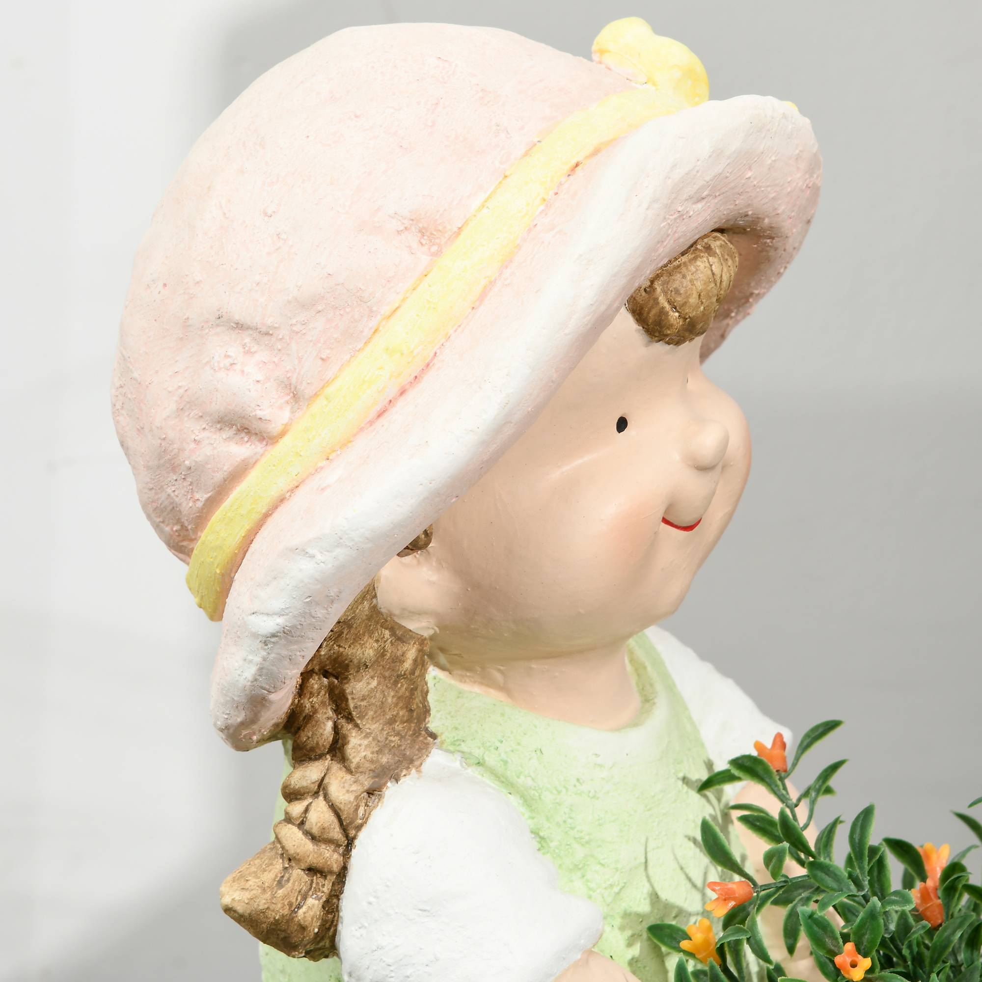 Statue de jardin fille oxyde de magnésium extérieur terrasse avec pot de fleurs intégré 40cm multicolore - Image 8
