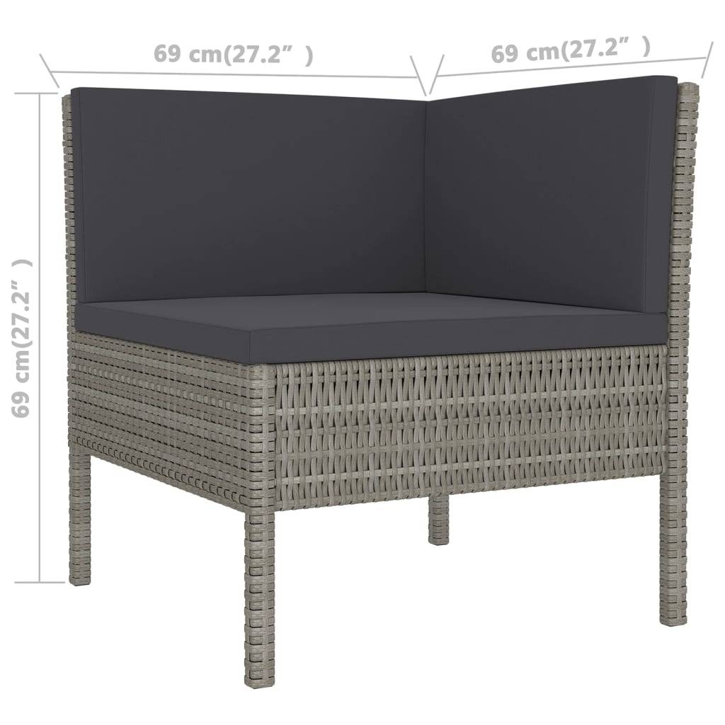 Helloshop26 - Salon de jardin meuble d'extérieur ensemble de mobilier 7 pièces avec coussins résine tressée gris - Image 5