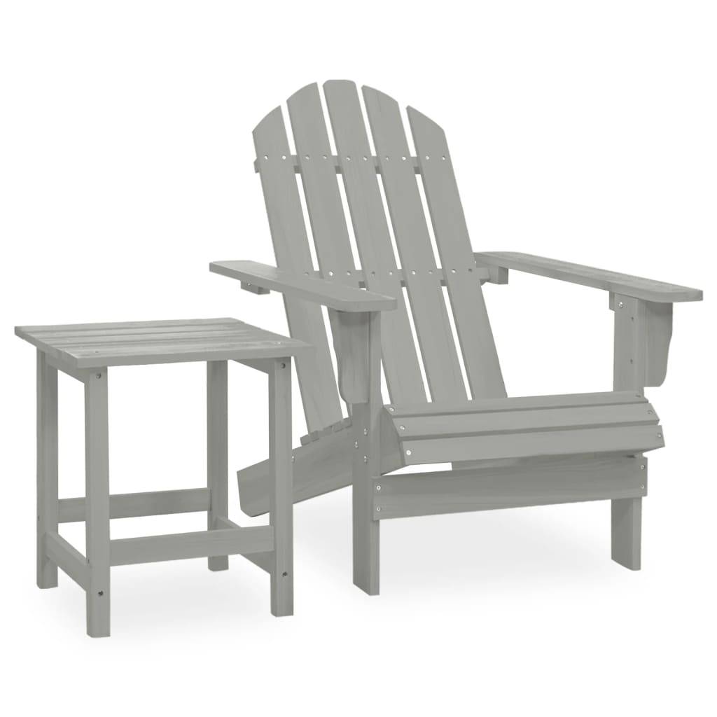 ComfortXL - Fauteuil de Jardin Adirondack Bois de Sapin avec Table Basse Assortie Gris – ComfortXL Outdoor Living - Image 1