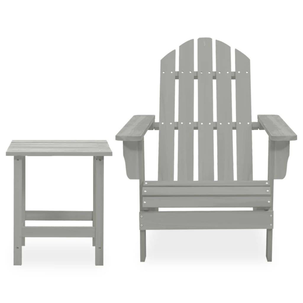 ComfortXL - Fauteuil de Jardin Adirondack Bois de Sapin avec Table Basse Assortie Gris – ComfortXL Outdoor Living - Image 2