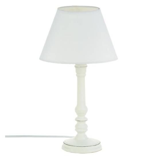 Lampe à Poser en Bois "Leo" 36cm Blanc - Image 1