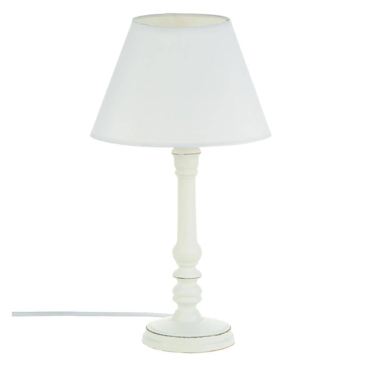 Lampe à Poser en Bois "Leo" 36cm Blanc - Image 1