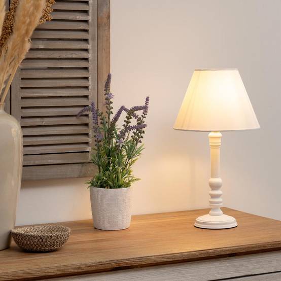 Lampe à Poser en Bois "Leo" 36cm Blanc - Image 3
