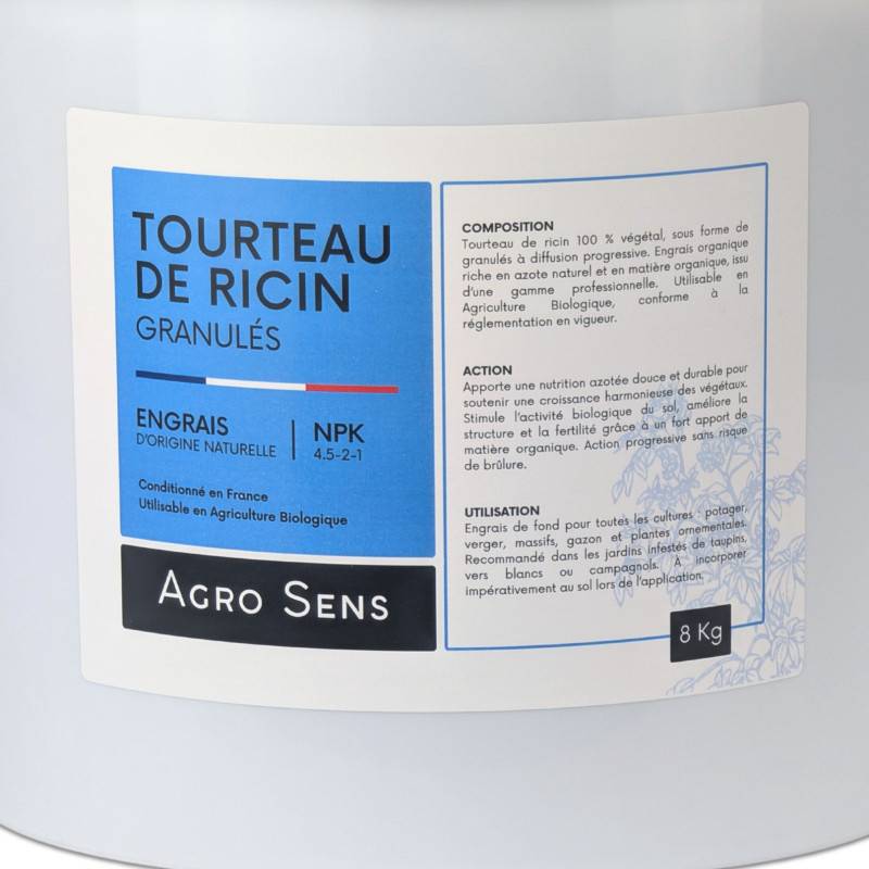 Engrais 100 % tourteau de ricin granulés - Agro Sens - Seau 8 kg - Image 2