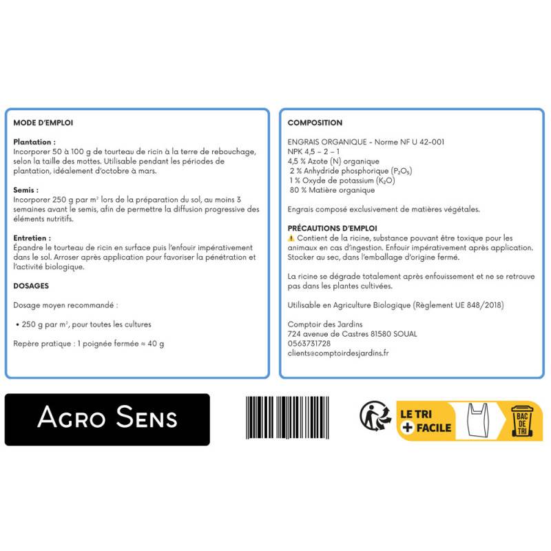 Engrais 100 % tourteau de ricin granulés - Agro Sens - Seau 8 kg - Image 3