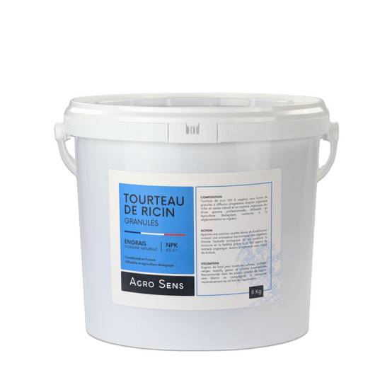 Engrais 100 % tourteau de ricin granulés - Agro Sens - Seau 8 kg - Image 1