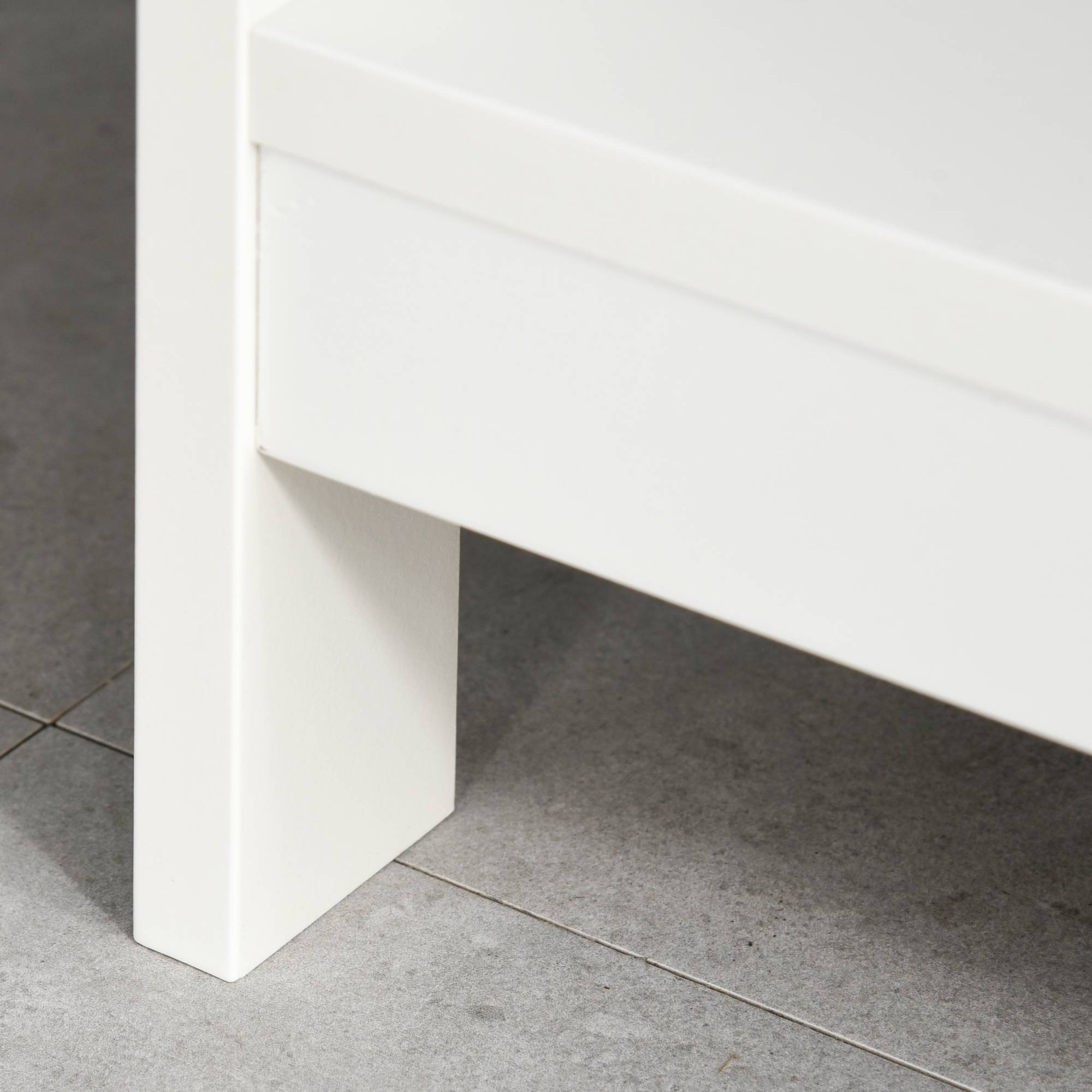 Table de console table d'entrée style table de drapier néo-rétro 2 tiroirs 2 étagères dim. 100L x 30.5l x 80H cm en bois Blanc - Image 10