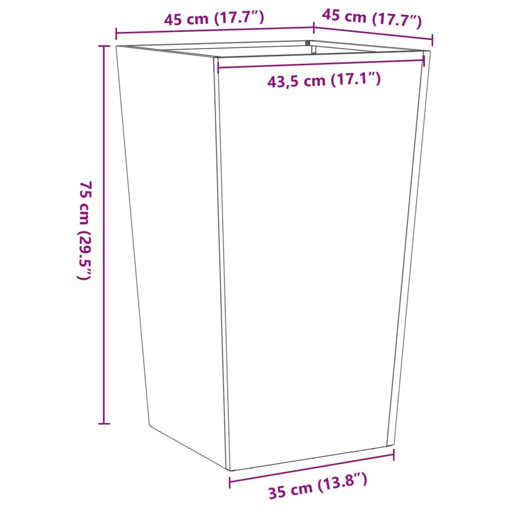 Vidaxl - Jardinière-Pot de fleur-Bac à fleurs 45x45x75 cm acier inoxydable - Image 10