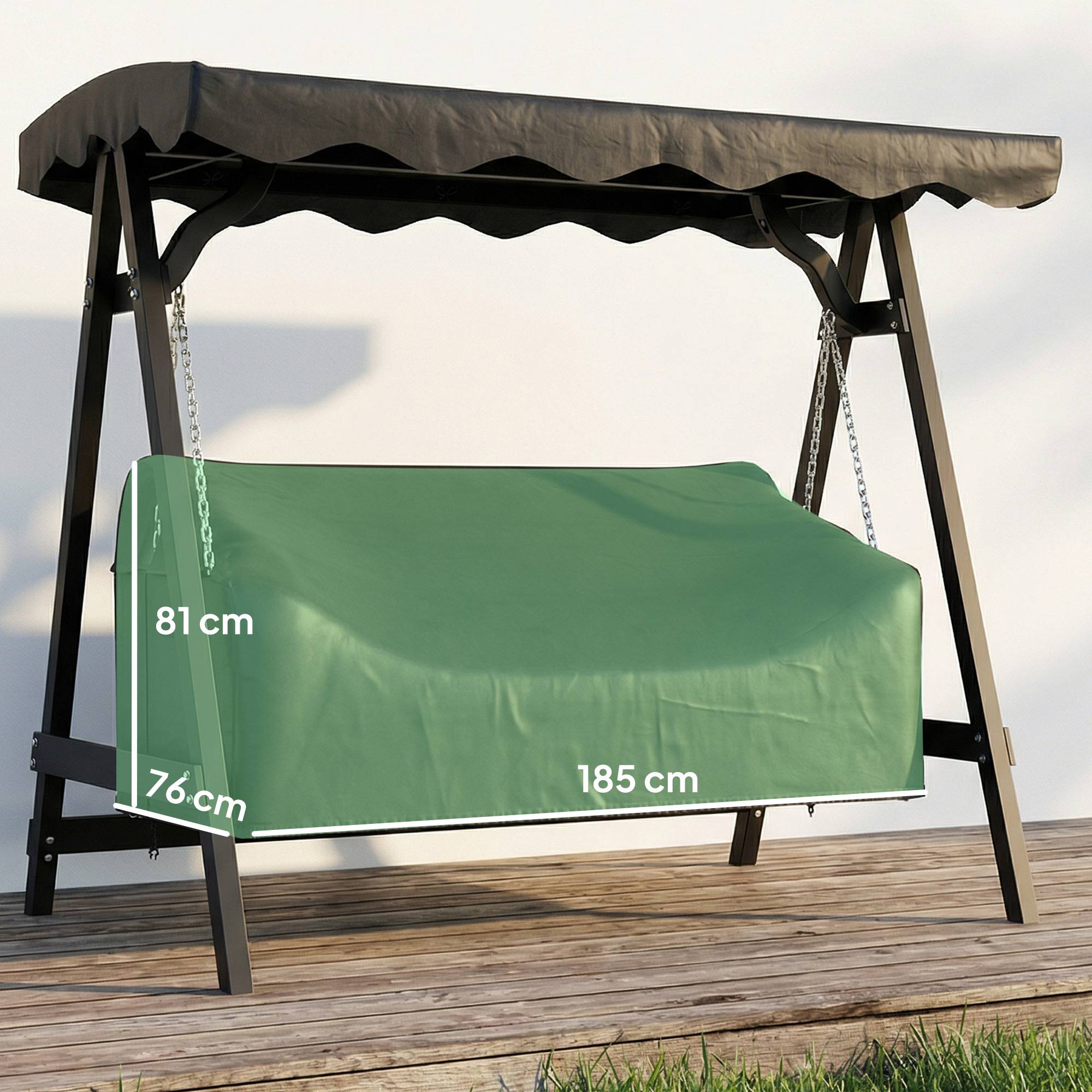 Housse balancelle jardin 3 places imperméable coupe-vent anti-UV tissu Oxford 420D - Image 5