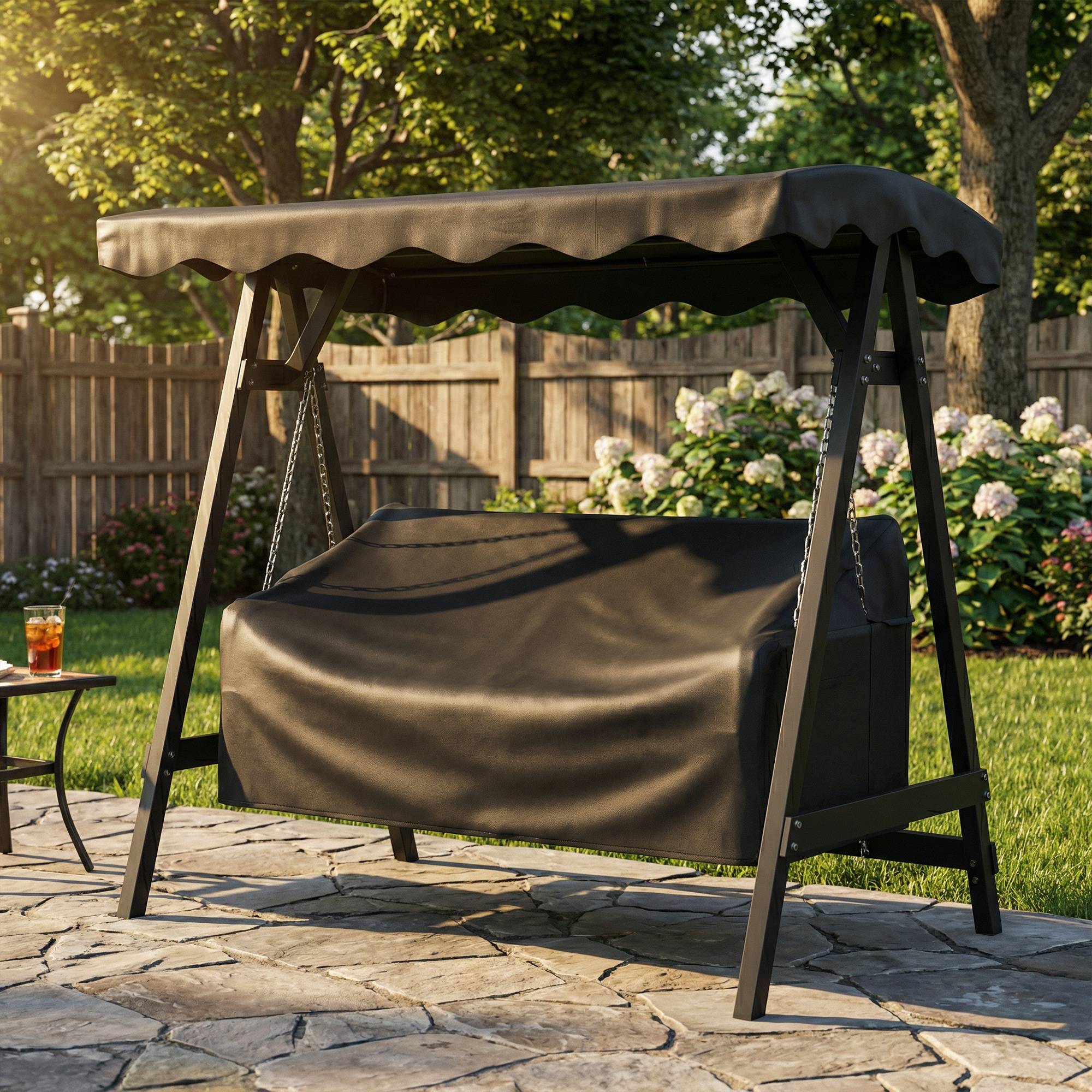 Housse balancelle jardin 3 places imperméable coupe-vent anti-UV tissu Oxford 420D - Image 4