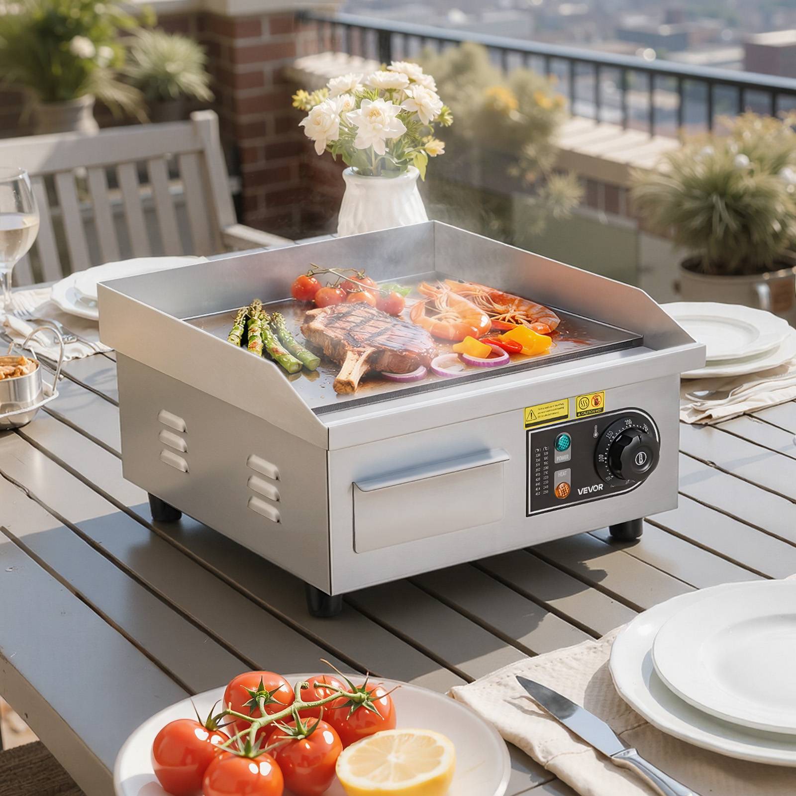Vevor - VEVOR Plancha Électrique Plaque à Snacker Commerciale 35,5x30 cm 2000 W Barbecue - Image 8