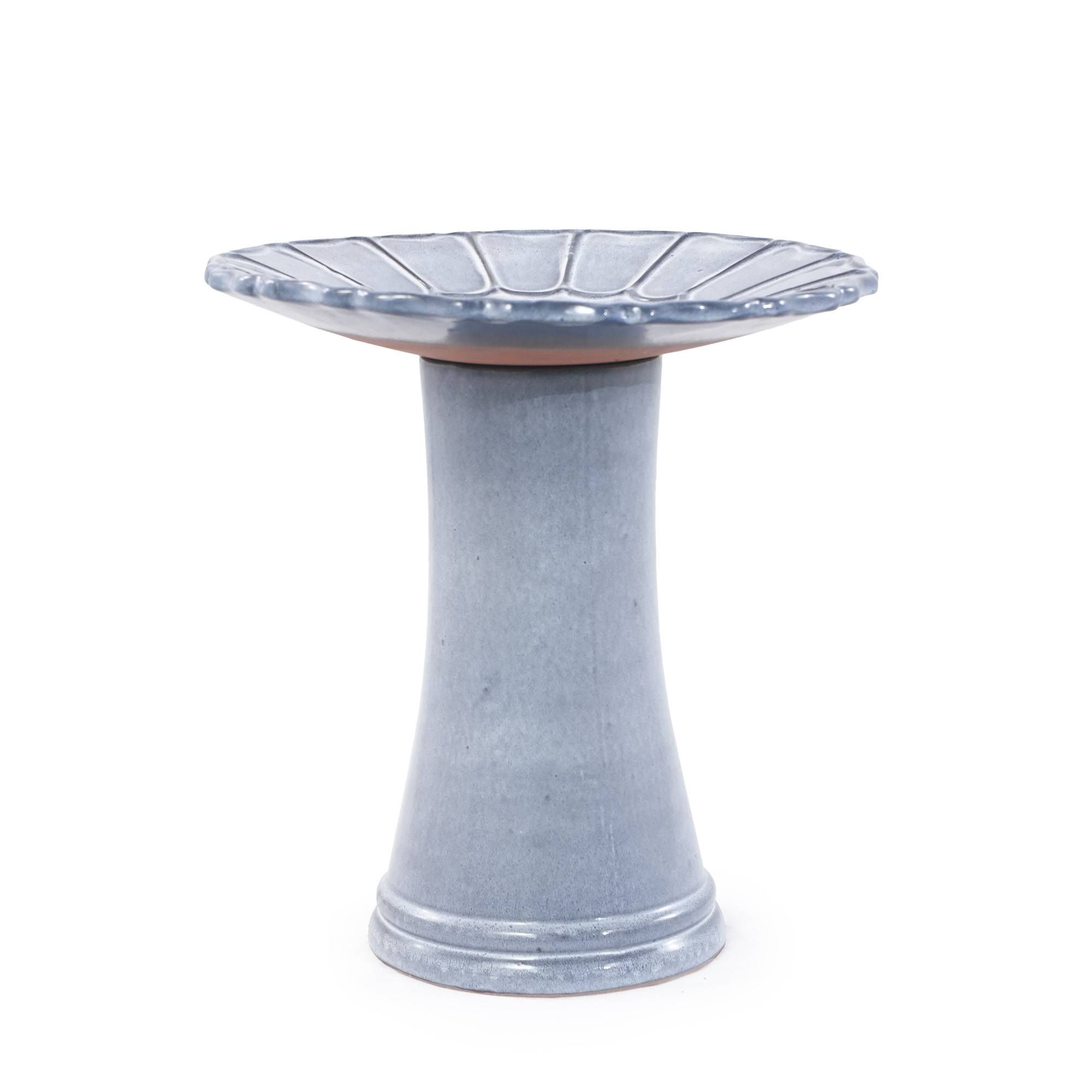 ComfortXL - Bain d’oiseaux en céramique Ø43 x H45 cm bleu-gris brillant pour jardin terrasse antigel - ComfortXL Outdoor Living - Image 2