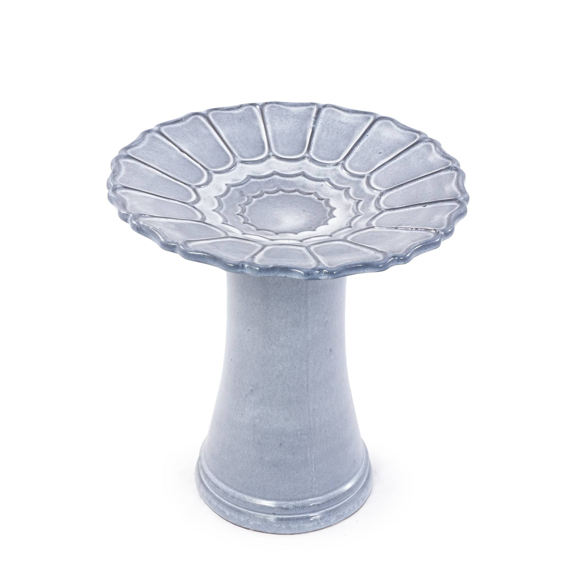 ComfortXL - Bain d’oiseaux en céramique Ø43 x H45 cm bleu-gris brillant pour jardin terrasse antigel - ComfortXL Outdoor Living - Image 9