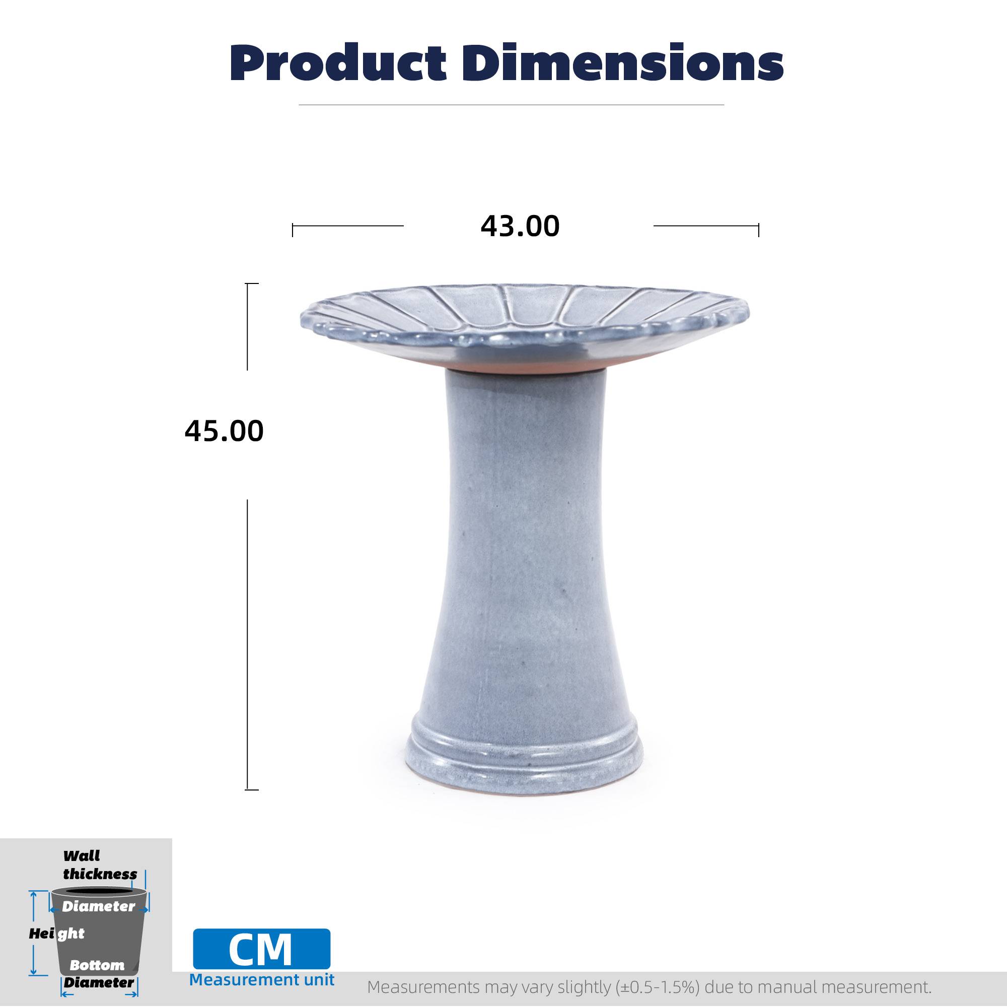 ComfortXL - Bain d’oiseaux en céramique Ø43 x H45 cm bleu-gris brillant pour jardin terrasse antigel - ComfortXL Outdoor Living - Image 7