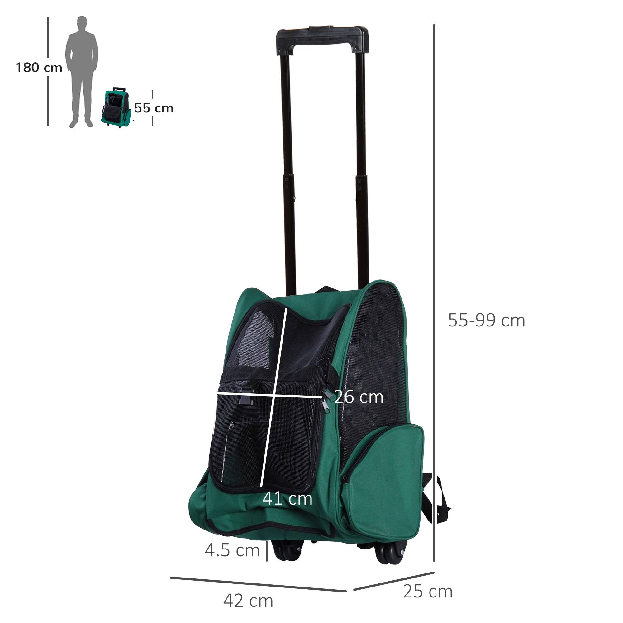 Sac à dos de transport trolley pour chien chat en métal Oxford aéré vert 55cm - ComfortXL Outdoor Living - Image 5