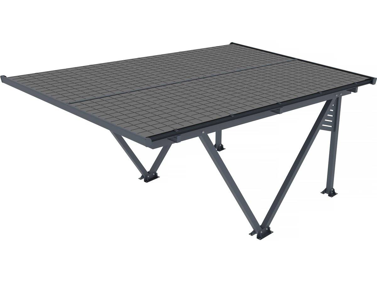 Ombrière Carport Solaire Avec Panneaux Photovoltaïques - 366 X 575 X 366 Cm - Gris - 4,1 Kw -habitat Et Jardin - Image 4