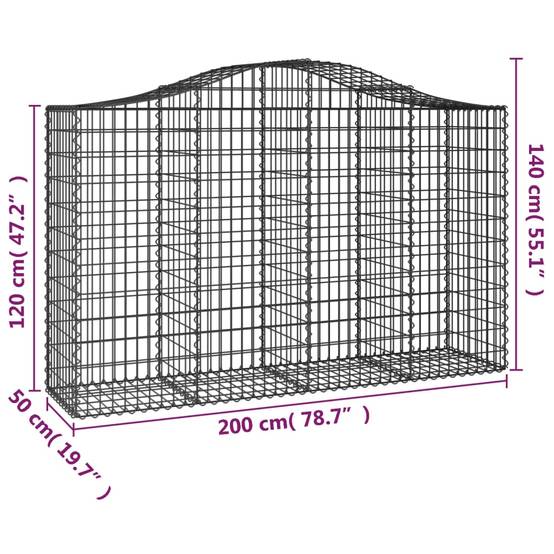 Vidaxl - Paniers à gabions arqués 7 pcs 200x50x120/140 cm Fer galvanisé vidaXL 3145666 - Image 3