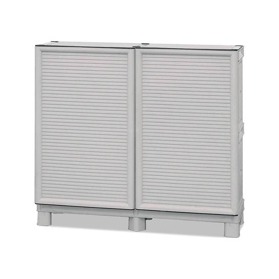 Dmora - Armoire d'extérieur Dbiondin, Mobilier d'extérieur, Armoire de balcon polyvalente, Armoire d'extérieur, Gris clair, 100x39h92 cm - Dmora - Image 4