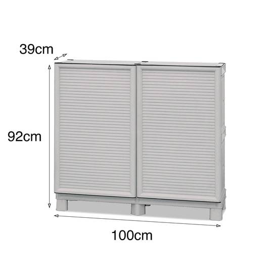 Dmora - Armoire d'extérieur Dbiondin, Mobilier d'extérieur, Armoire de balcon polyvalente, Armoire d'extérieur, Gris clair, 100x39h92 cm - Dmora - Image 3
