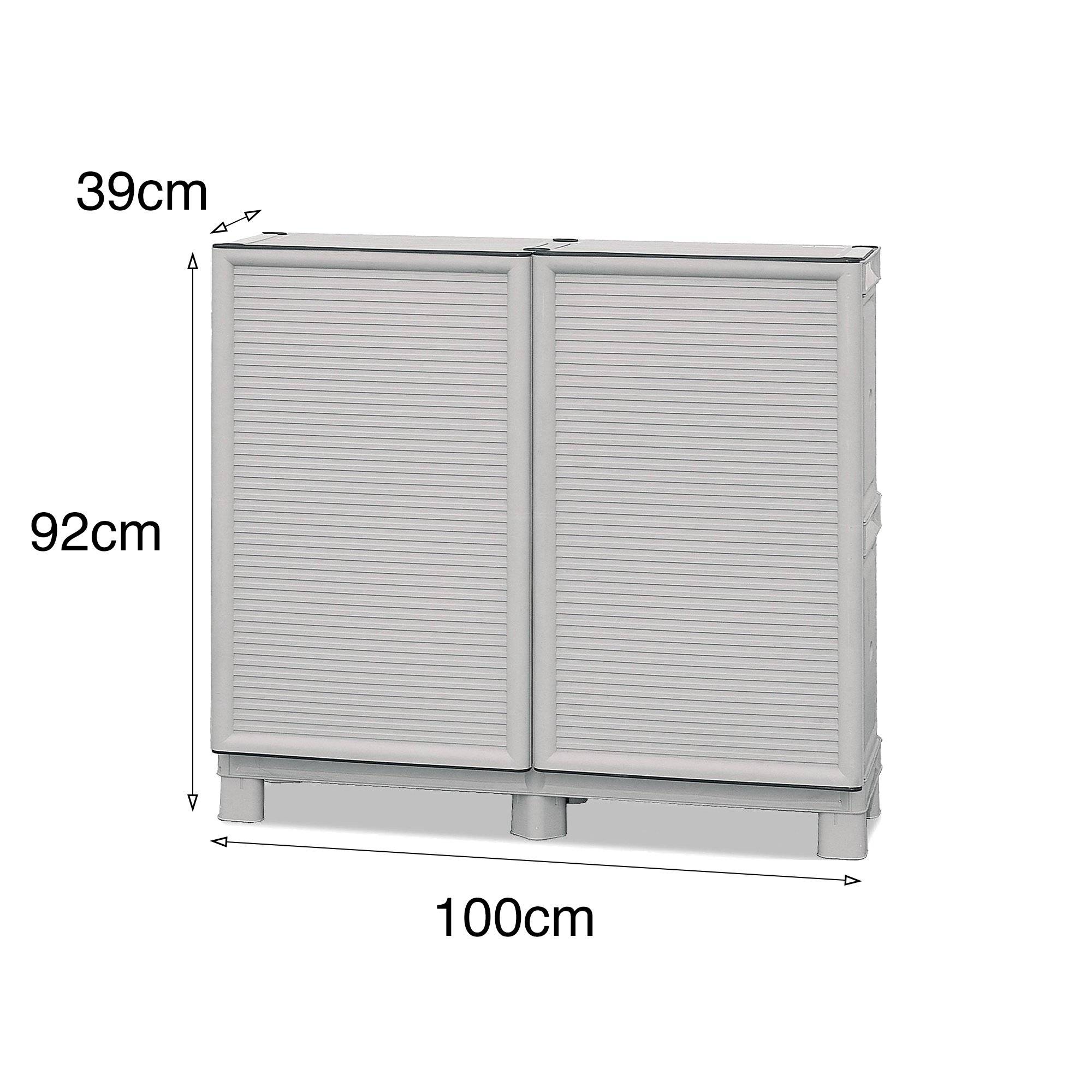 Dmora - Armoire d'extérieur Dbiondin, Mobilier d'extérieur, Armoire de balcon polyvalente, Armoire d'extérieur, Gris clair, 100x39h92 cm - Dmora - Image 3