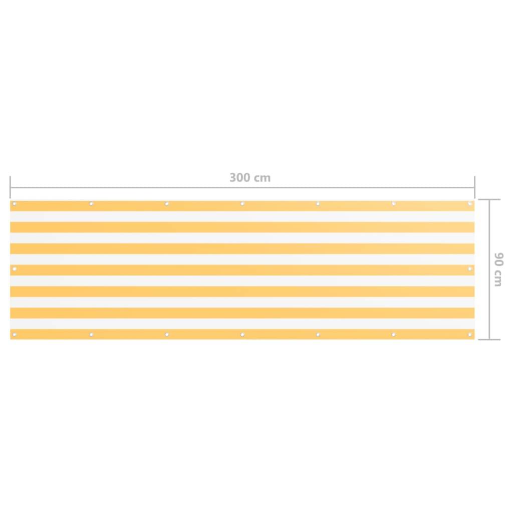 Helloshop26 - Écran de balcon brise pare vue protection confidentialité 90 x 300 cm tissu oxford blanc et jaune - Image 5