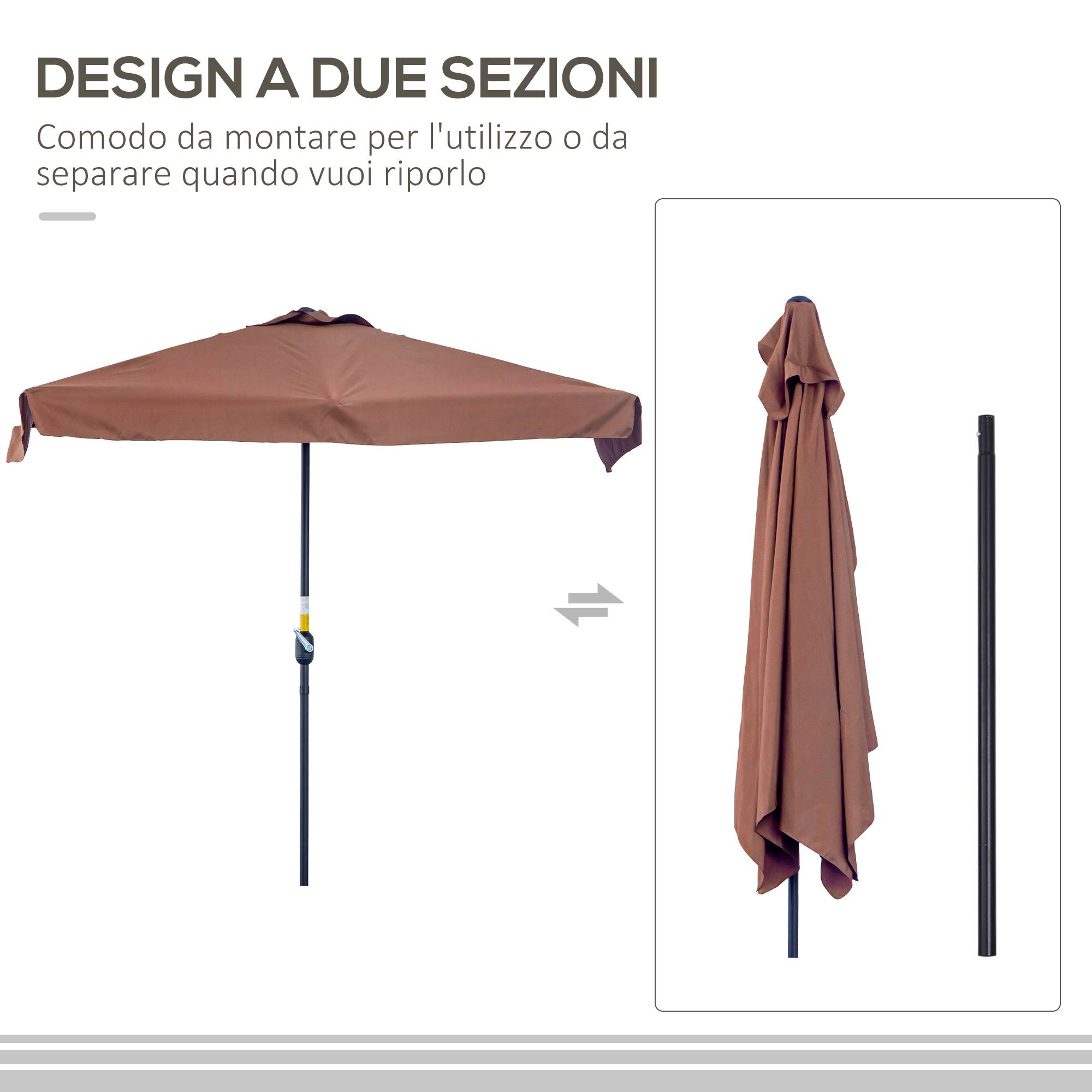Demi-Parasol Mural Métal pour Balcon et Terrasse avec Manivelle 230x130 Marron - ComfortXL Outdoor Living - Image 8