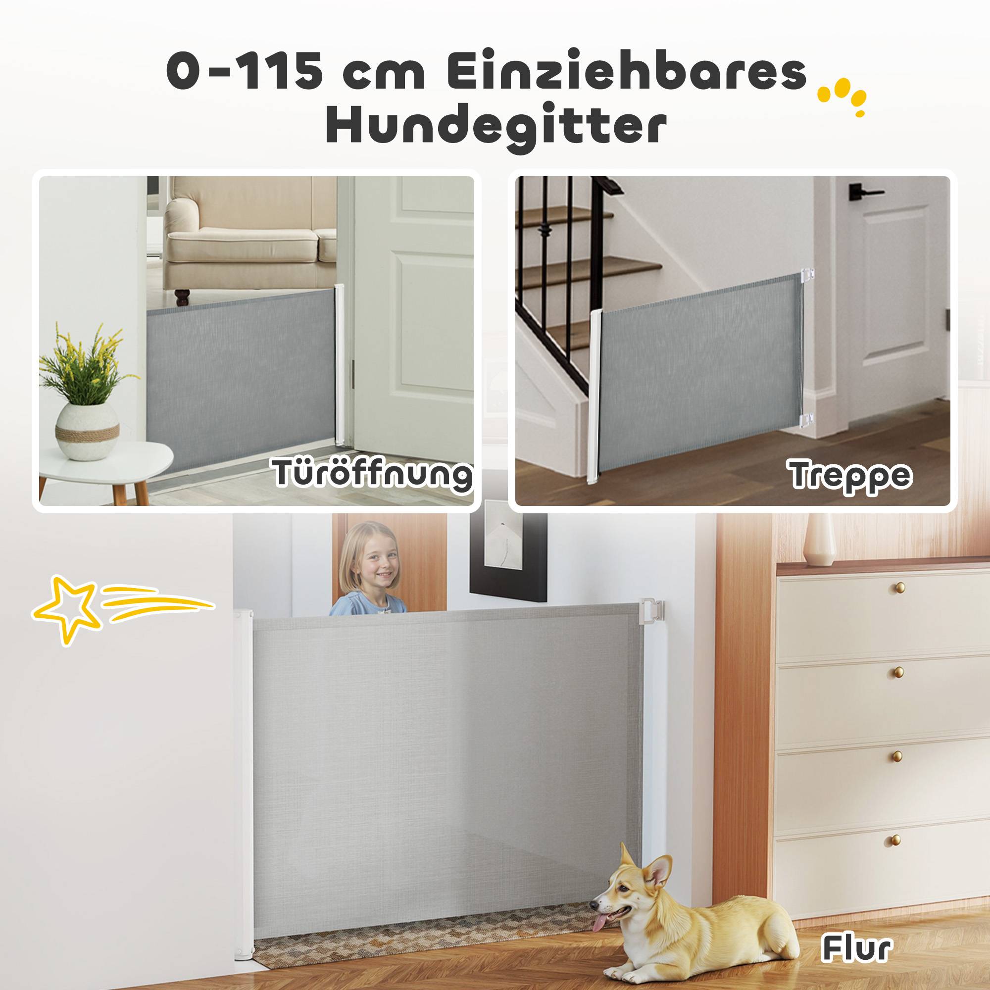Sans Marque - Barrière pour escaliers, métal et plastique, gris - Image 6